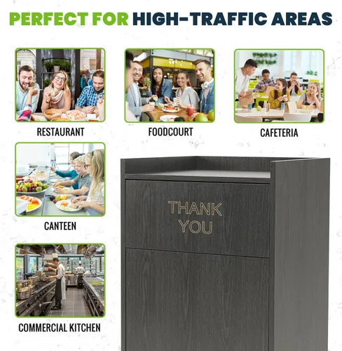 Vista 9 de Alpine Gabinete de Bote de Basura para Restaurante - Bote de Basura Comercial de 40 Galones, Receptáculo de Basura Interior con Soporte para Bandeja