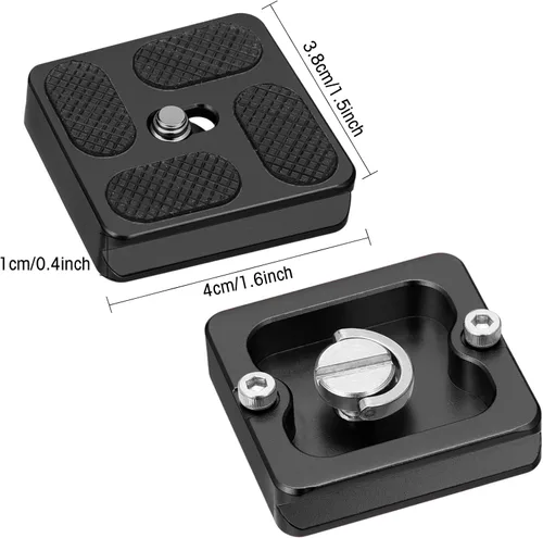 Vista 2 de Frienda 2 piezas de placa de liberación rápida de metal con rosca de cámara de 1/4''-20, placa de montaje para trípode, se adapta a estándar