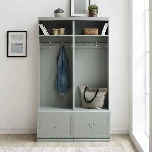 Vista 9 de Crosley Furniture Harper - Juego de entrada de 2 piezas con 2 árboles de pasillo, color gris