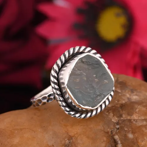 Vista 3 de Anillo trenzado de plata esterlina 925 con piedras preciosas crudas para mujer, joyería hecha a mano