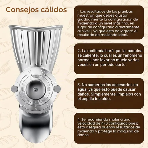 Vista 6 de GVODE Accesorio para molino de granos para batidora de pie KitchenAid, molino de harina de 9 niveles de molienda para KitchenAid, apto para moler