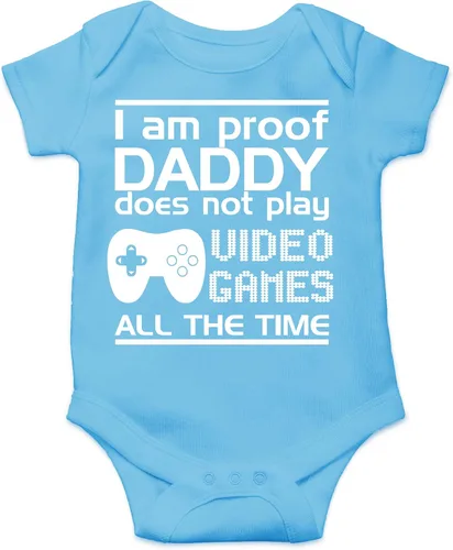 Vista 24 de CBTwear Proof Daddy Does Not Play Video Games All the Time – Ropa de bebé – Divertido body para recién nacido para niños y niñas