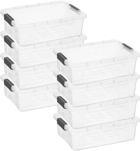 Vista 123 de Superio Mini contenedor de almacenamiento de plástico para crayón, suministros de arte y estuche de costura, organizador pequeño apilable