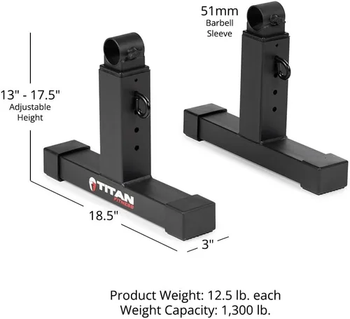Vista 5 de Titan Fitness Bloques de tracción de peso muerto ajustables, barra olímpica, capacidad de 1,300 libras, 4 ajustes de altura para levantamiento
