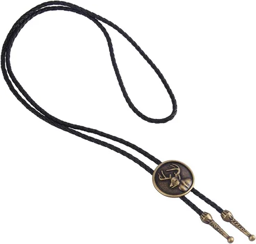 Vista 71 de Jeilwiy Corbata de bolo para hombre, corbata de vaquero occidental, collar de corbata de bolo dorado, corbata de cuero, corbata de Halloween
