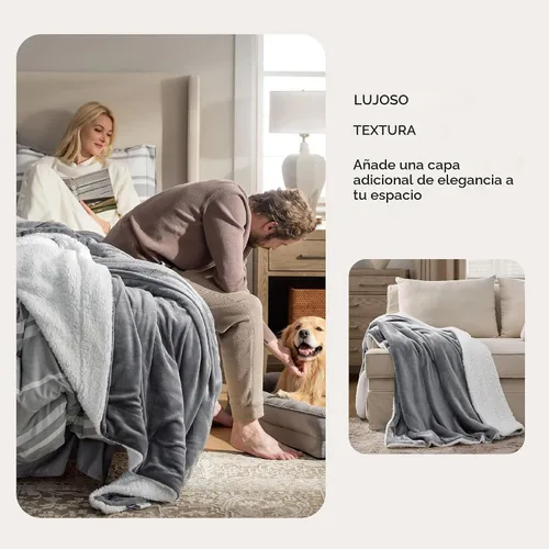 Vista 5 de Bedsure GentleSoft - Manta de forro polar Sherpa para sofá, manta de Navidad gruesa y cálida para invierno, manta de felpa suave y esponjosa como