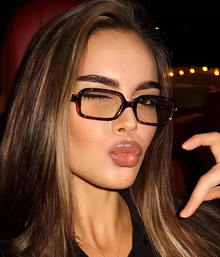 Vista 2 de Gafas rectangulares para mujeres y hombres, de los años 90, con marco cuadrado pequeño, lentes de luz azul, antifatiga ocular