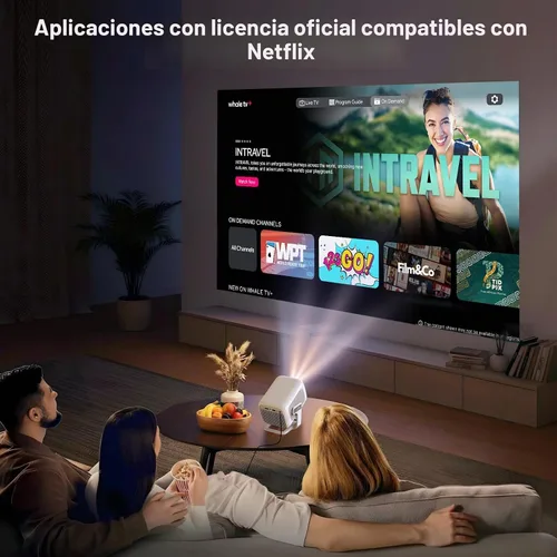 Vista 2 de [Compatible con 4K con licencia de Netflix] Proyector inteligente nativo 1080P, FHD 800 ANSI