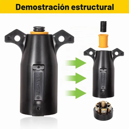 Vista 3 de Spurtar Enchufe de remolque de 7 pines redondo de 7 vías, estilo RV, hoja plana, arnés de cableado de luz de remolque, conector de repuesto