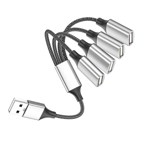 Vista 13 de Fidioto Divisor USB Y, un cable de extensión USB de 1 macho a 4 hembra, soporte de divisor USBA para carga y transferencia de datos