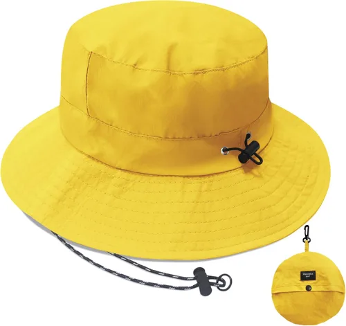 Vista 23 de PFFY Waterproof Bucket Hats for Men Women Packable Sun Hat for Outdoors Caqui Sólido
