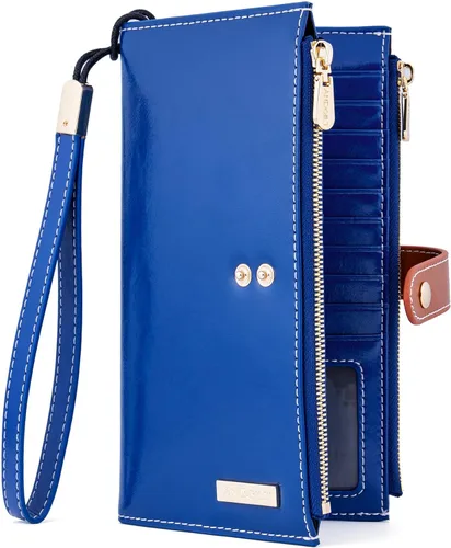 Vista 11 de ANDOILT - Cartera de cuero genuino para mujer con bloqueo RFID para tarjeta de crédito con cremallera