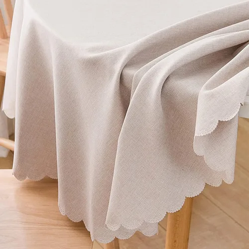 Vista 2 de Jeloris Mantel redondo impermeable a prueba de derrames, resistente a las manchas, sin arrugas, lavable, mantel decorativo de tela para cocina, Beige