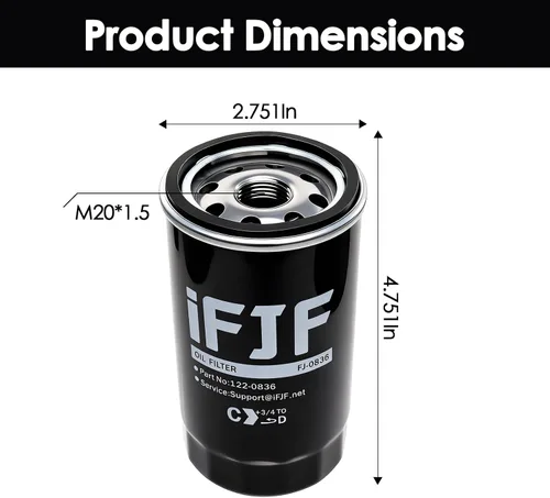 Vista 3 de iFJF 122-0836 Filtro de aceite de repuesto para RV QG 5500/7000 Serie HGJAA HGJAB HGJAC de giro que reemplaza 01220836 B7238 PH2875 PH10027 OE