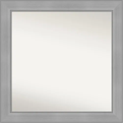 Vista 338 de Amanti Art Espejo de baño plateado para sobre el fregadero, 24 x 24 pulgadas, espejo cuadrado de peltre forjado a medida, marco de madera casual