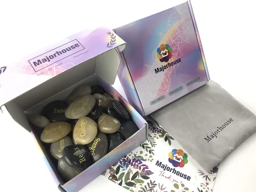 Vista 6 de 24 piedras inspiradoras grabadas, regalo de terapia zen, piedra de agradecimiento con palabras inspiradoras de oración, piedras de bendición.