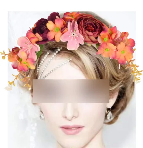 Vista 5 de MEANT2TOBE Tiara de flores rosas naranjas, juego de banda y pin para papá, regalo de maternidad para mamá y él, decoración de baby shower