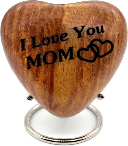 Vista 11 de 5MOONSUN5 Urna de recuerdo de corazón de madera, mini urna de ceniza, pequeña urna de cremación hecha a mano para cenizas, homenaje a tu ser