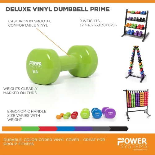 Vista 4 de Power Systems Mancuerna de vinilo de lujo Prime - Se vende en pares