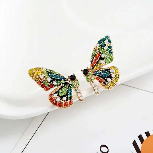 Vista 9 de ShiYsRL - Juego de pendientes de perlas de cristal para mujer, diseño de mariposas, multicolor