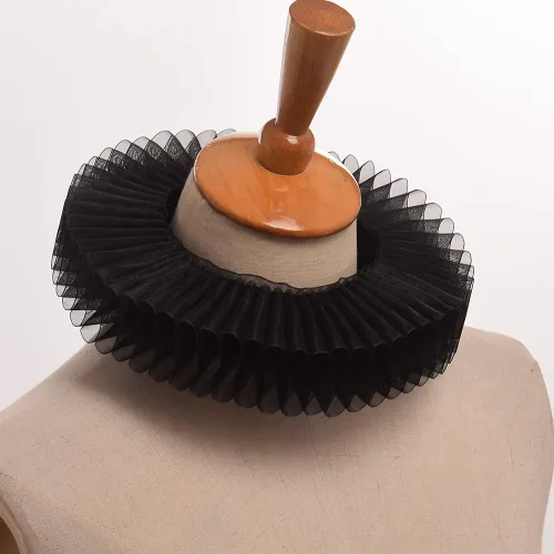 Vista 2 de GRACEART Elizabethan Dickens Ruff Cuello Payaso Collar Elizabeth Muñeca Ruffs Ruffle Cuff Bandas