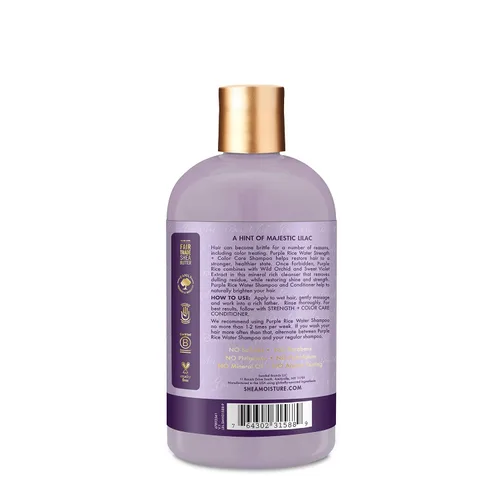 Vista 11 de SheaMoisture - Champú para el cuidado del color y el agua de arroz morado para cabello dañado, 13.5 onzas líquidas