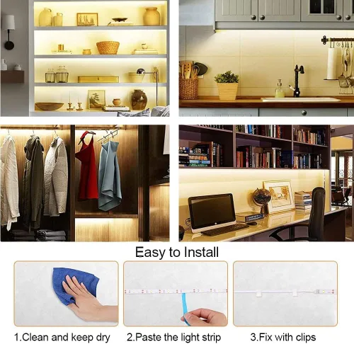 Vista 6 de Yi Lighting - Kit de iluminación para debajo del gabinete, tira de luces LED flexibles con control remoto para cocina, armario, escritorio, monitor