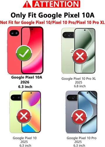 Vista 2 de Funda para Pixel 10a, con cubierta para lente de cámara, protector de pantalla HD, [grado militar] anillo de montaje de coche con soporte híbrido