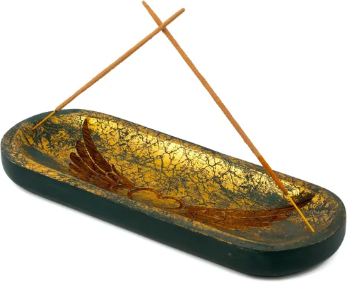Vista 8 de raajsee Soporte para quemador de incienso tallado a mano, atrapa cenizas, soporte para varillas de incienso, meditación y yoga, gran regalo