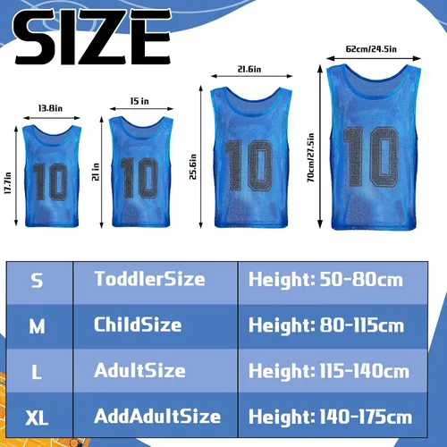 Vista 4 de Hercicy 24 piezas Pinnies para jóvenes, Pinnies de fútbol para entrenamiento, Chaleco para adultos, Malla reversible, Jersey de fútbol numerado