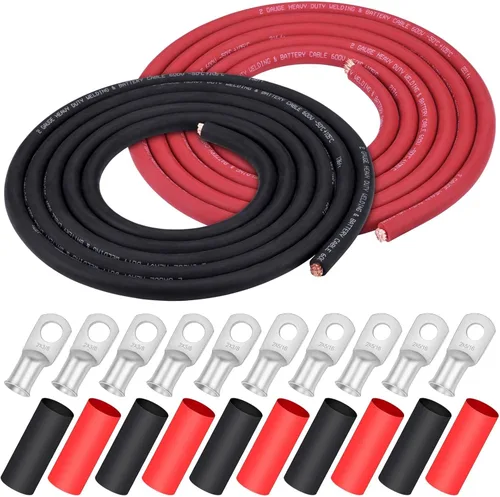Vista 12 de iGreely Alambre Calibre 6 AWG 20 Pies Negro + 20 Pies Rojo Batería de Soldadura Cable Ultra Flexible de Cobre Puro + 5 pzs de Conectores de Terminal