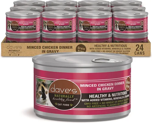Vista 11 de Dave's Pet Food Grain Free Wet Cat Food (Minced Chicken in Gravy), Naturally Healthy Canned, Added Vitamins & Minerals, Wheat, Gluten & GMO-Free