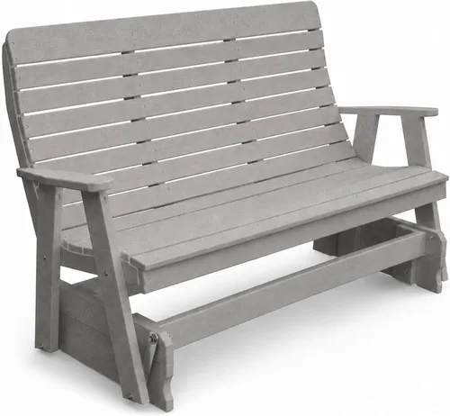 Vista 14 de Amish Made Antique Mahogany 4 ft Outdoor Glider Bench, HDPE Made in USA Fairfax Collection HDPE Poly Lumber Outdoor Glider Bench, All-Weather