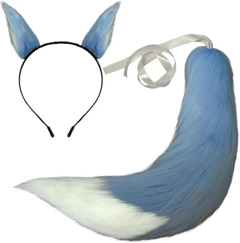Vista 16 de Anime Wolf Fox/Cat - Cola de felpa de 25 pulgadas + 2 orejas de clip para Halloween Cosplay