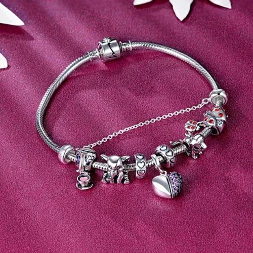 Vista 5 de Lovans - Cuentas de plata de ley 925, espaciador con goma, tope para pulsera Pandora, para fabricar pulseras