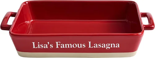 Vista 6 de Let's Make Memories Plato para hornear personalizado – Cazuela rectangular para hornear – Plato de horno de gres Kickasserole – Día de la Madre