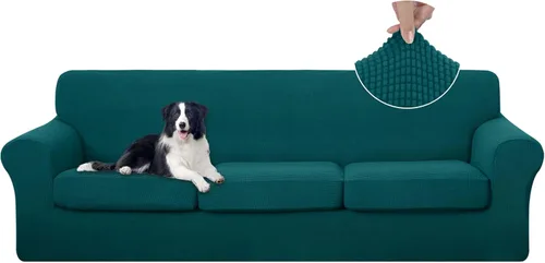 Vista 29 de U-NICE HOME Funda elástica para sofá de 3 piezas, funda de sofá lavable con cojín de asiento individual para sofá de 2 cojines, apta para mascotas