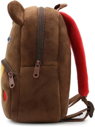 Vista 3 de Ladyzone Mochila para niños pequeños con diseño de animales del zoológico, bonita bolsa de felpa de dibujos animados de 10 pulgadas para niños