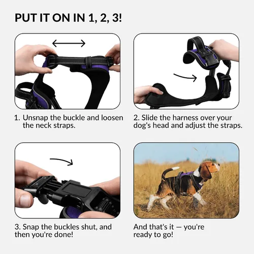 Vista 4 de CollarDirect Arnés reflectante sin tirones para perro, con asa y clip frontal, chaleco acolchado suave ajustable para perros pequeños a grandes