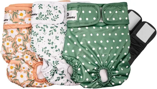 Vista 21 de [Usado] Pet Parents - Pañales lavables para perros (3 unidades), pañales duraderos y de alta calidad para machos y hembras