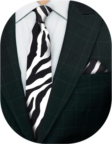 Vista 15 de Juego de corbata Kente con estampado africano y animal y pañuelo de bolsillo a juego