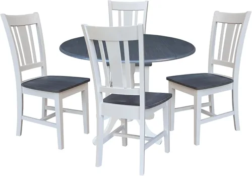 Vista 8 de IC INTERNATIONAL CONCEPTS Mesa de comedor de doble hoja de 42 pulgadas con 2 sillas Nogal/Concha