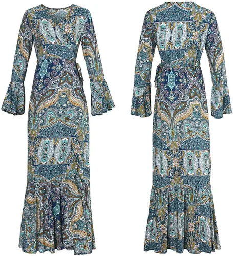 Vista 6 de R.Vivimos - Maxi vestido de manga larga para mujer, ideal para el verano.