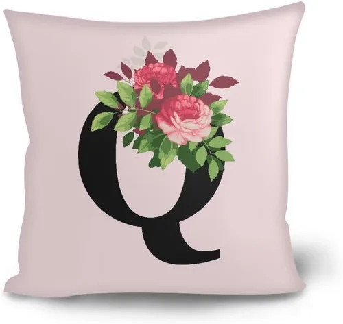 Vista 7 de Fundas de almohada decorativas del alfabeto, fundas de almohada con estampado floral de la letra B, fundas de almohada cuadradas suaves, fundas