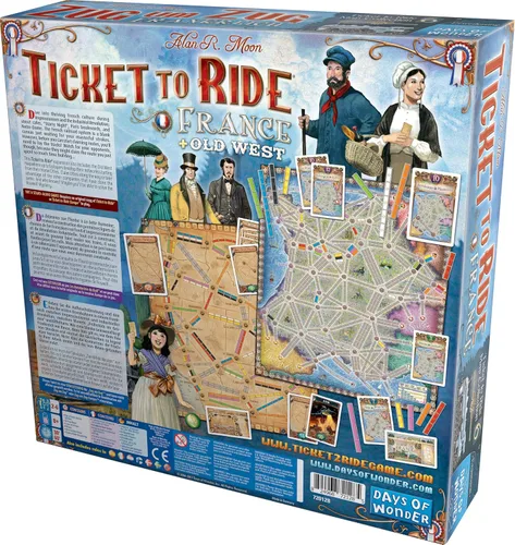 Vista 3 de Asmodee Ticket to Ride France + expansión del juego de mesa Old West: juego de estrategia de ruta de tren, divertido juego familiar para niños