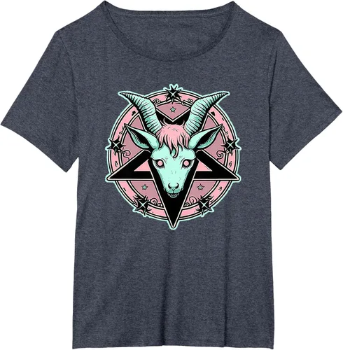 Vista 47 de Camiseta Kawaii Paste Creepy Goat Pentacle, Negro