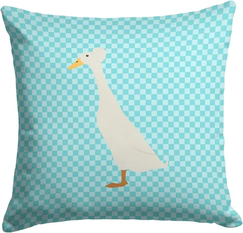 Vista 58 de Caroline's Treasures BB8163PW1414 Beltsville - Almohada decorativa de tela a cuadros pequeños, color blanco, pavo y gallina azul, lavable a máquina