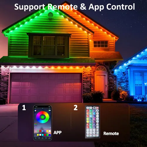 Vista 5 de DIERLIGHT Luces permanentes RGB para exteriores, luces LED inteligentes de 18 pies con aplicación y control remoto, IP67 impermeable