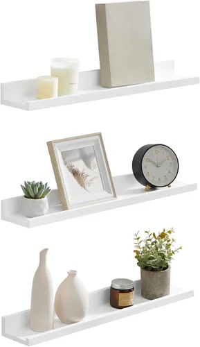 Vista 13 de SONGMICS CUSTOS Collection - Estantes flotantes, juego de 3 estantes de pared, 15 pulgadas de ancho, para marcos de fotos y baratijas, para sala