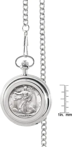 Vista 2 de Reloj de bolsillo para monedas con movimiento de cuarzo Silver Walking Liberty Half Dollar Moneda auténtica de Estados Unidos Segunda mano